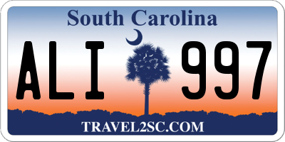 SC license plate ALI997