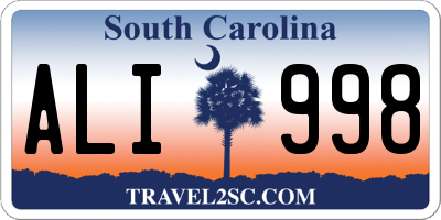 SC license plate ALI998