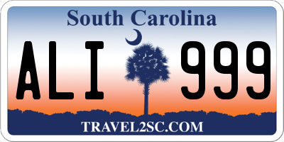 SC license plate ALI999