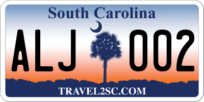 SC license plate ALJ002