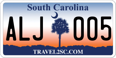 SC license plate ALJ005