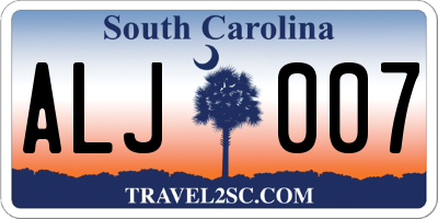 SC license plate ALJ007
