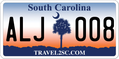 SC license plate ALJ008
