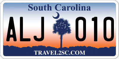 SC license plate ALJ010