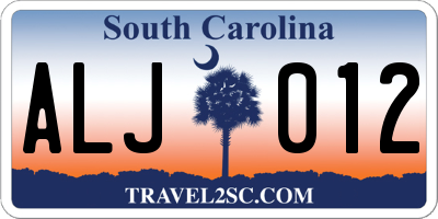 SC license plate ALJ012