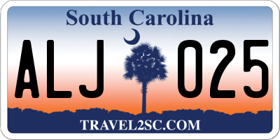SC license plate ALJ025