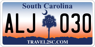 SC license plate ALJ030