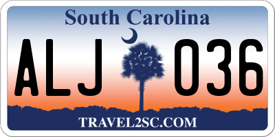SC license plate ALJ036