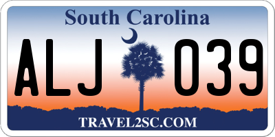 SC license plate ALJ039