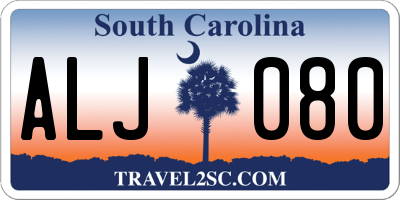 SC license plate ALJ080