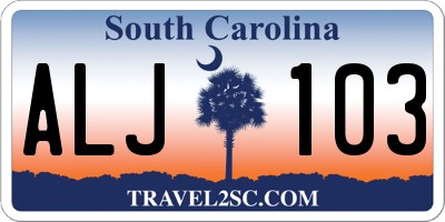 SC license plate ALJ103