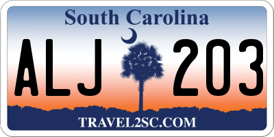 SC license plate ALJ203