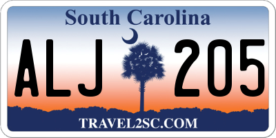 SC license plate ALJ205