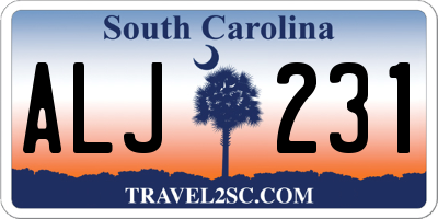 SC license plate ALJ231