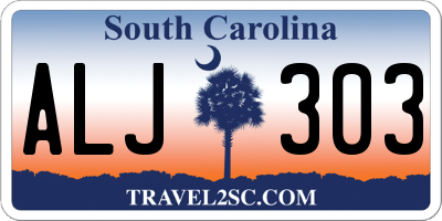 SC license plate ALJ303