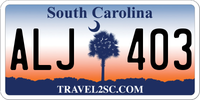 SC license plate ALJ403