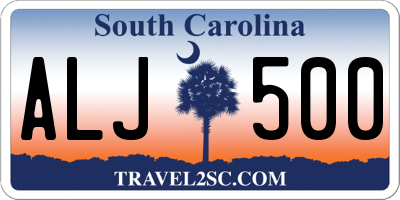 SC license plate ALJ500