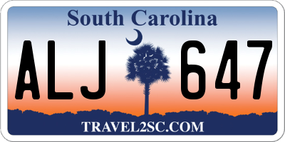 SC license plate ALJ647