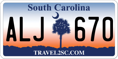 SC license plate ALJ670