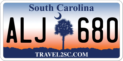 SC license plate ALJ680