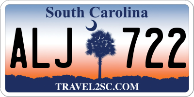 SC license plate ALJ722