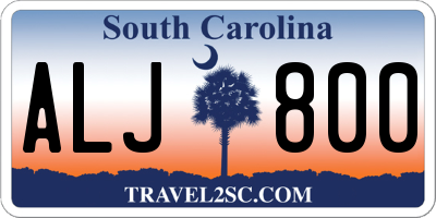 SC license plate ALJ800