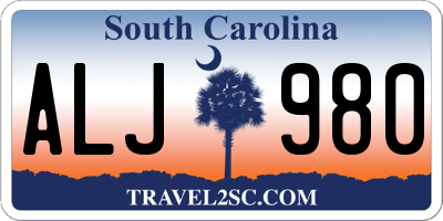 SC license plate ALJ980