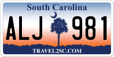 SC license plate ALJ981