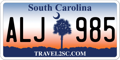 SC license plate ALJ985