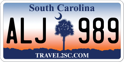 SC license plate ALJ989