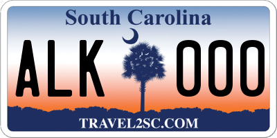 SC license plate ALK000