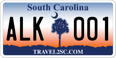 SC license plate ALK001
