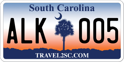 SC license plate ALK005