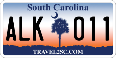 SC license plate ALK011