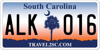SC license plate ALK016