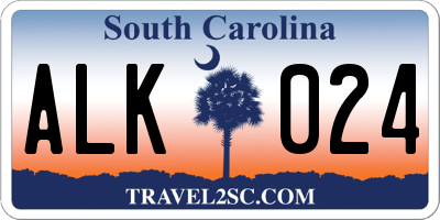SC license plate ALK024