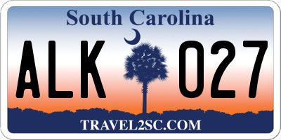 SC license plate ALK027