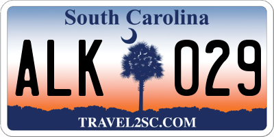 SC license plate ALK029
