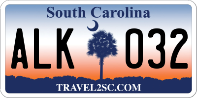 SC license plate ALK032
