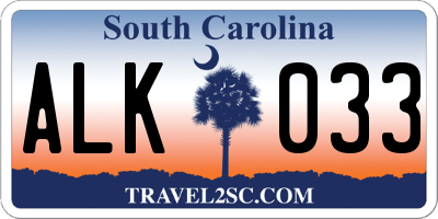 SC license plate ALK033