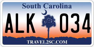 SC license plate ALK034