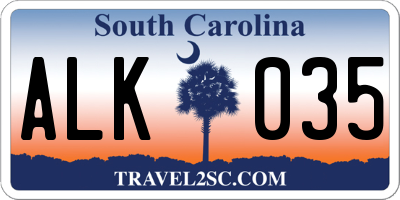SC license plate ALK035