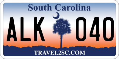 SC license plate ALK040
