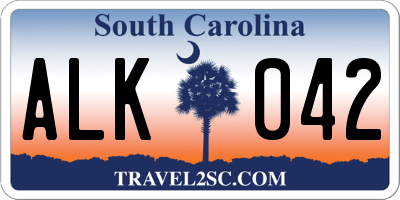 SC license plate ALK042