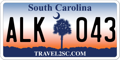 SC license plate ALK043