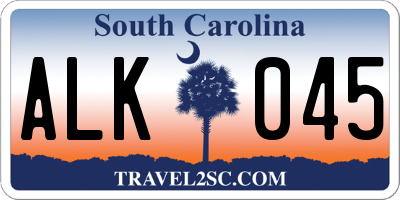 SC license plate ALK045