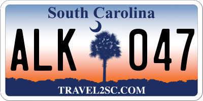 SC license plate ALK047