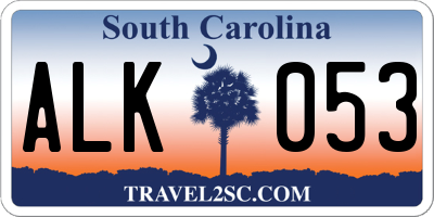 SC license plate ALK053