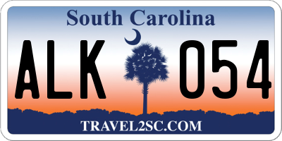SC license plate ALK054