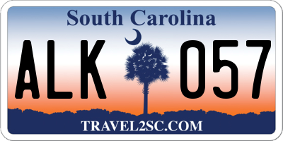 SC license plate ALK057